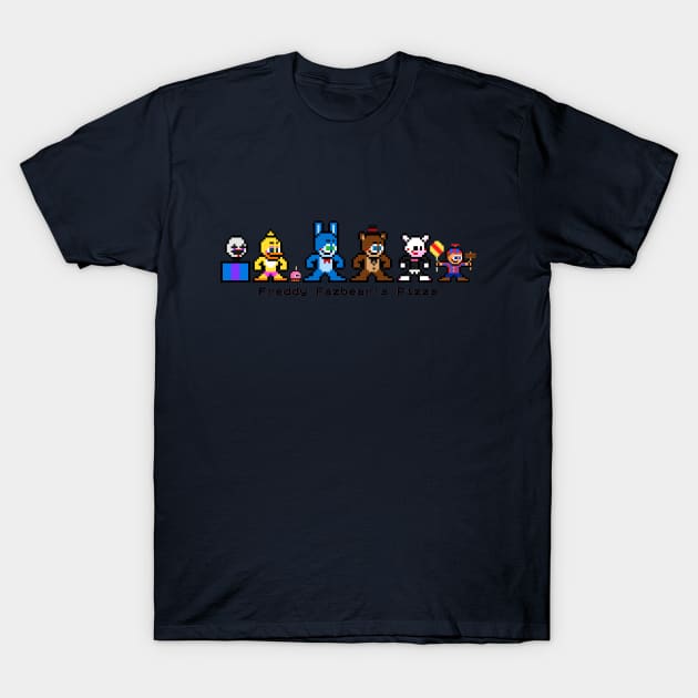 8-bit Freddy Fazbear's Pizza (FNAF2) T-Shirt by 8-BitHero